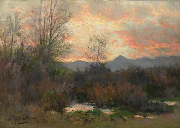 Charles Partridge Adams - Untitled (Pink Sunset, River Bottom) - Oil on Canvas - 10 x 14 inches