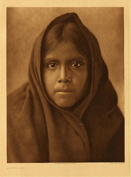 Edward S. Curtis - Plate 056 Qahatika Girl - Vintage Photogravure - 22 x 18 inches