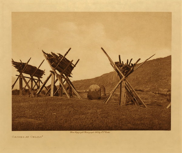 Edward S. Curtis - *50% OFF OPPORTUNITY* Caches at Celilo - Vintage Photogravure - Volume, 9.5 x 12.5 inches