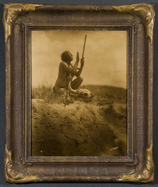 Ogalala Medicine Man "Slow Bull"-three known examples of this image to exisit as a goldtone. <br>Provenance: 2004-2010: Private Collection, Chicago, IL