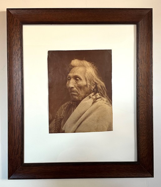 Edward S. Curtis - Unpublished Lishhaiahit - Kittitas (Leschi) - Gold-toned Printing-out print - 14 1/4 x 11 1/4 inches - This is very likely th only known example of this image.