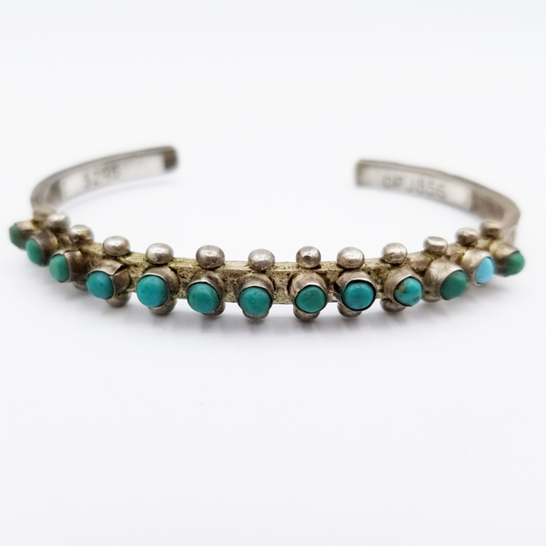 Old Pawn Jewelry - *75% OFF OPPORTUNITY* Small Zuni Turquoise Bracelet (Missing a Stone) - Sterling Silver - 3/8 inch wide