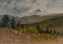 Charles Partridge Adams - Longs Peak, Estes Park - Watercolor - 5 7/8 x 7 7/8 inches