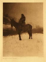Edward S. Curtis - Plate 131 The Scout in Winter - Apsaroke - Vintage Photogravure - Portfolio, 22 x 18 inches