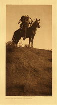 Edward S. Curtis - Plate 125 Ready for the Charge - Apsaroke - Vintage Photogravure - Portfolio, 22 x 18 inches