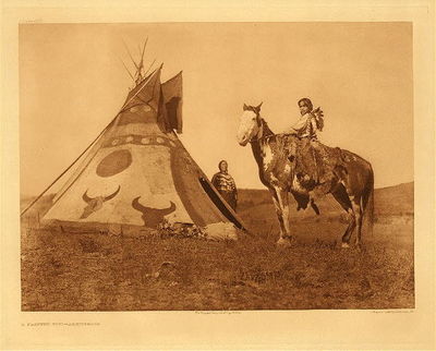 Edward S. Curtis - Plate 633 A Painted Tipi - Assiniboin - Vintage Photogravure - Portfolio, 18 x 22 inches