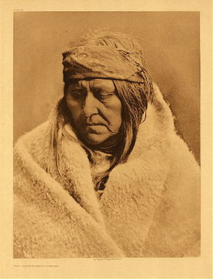 Edward S. Curtis - Plate 190 Two Bear Woman - Piegan - Vintage Goldtone - Portfolio, 22 x 18 inches