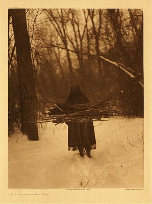 Edward S. Curtis - Plate 105 The Wood Gatherer - Sioux - Vintage Photogravure - Portfolio, 22 x 18 inches