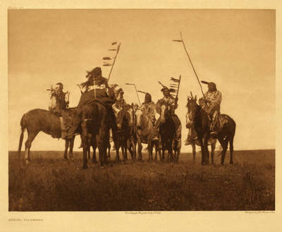 Edward S. Curtis - Plate 179 Atsina Warriors - Vintage Photogravure - Portfolio, 17 1/2 x 21 1/4 inches