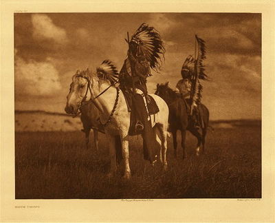 Edward S. Curtis -   Plate 079 Sioux Chiefs - Vintage Photogravure - Portfolio, 18 x 22 inches