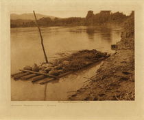 Edward S. Curtis - *50% OFF OPPORTUNITY* Primitive Transportation - Mohave - Vintage Photogravure - Volume, 9 x 12 inches - Pictured here is a Mohave raft very simple in nature. The Mohave used this primitive form of transportation along the river. 
<br>
<br>This photogravure was taken in 1907 by Edward S. Curtis. The piece was printed on Dutch Van Gelder and is available for sale in out Aspen Art Gallery.