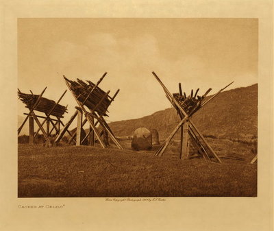 Edward S. Curtis - *50% OFF OPPORTUNITY* Caches at Celilo - Vintage Photogravure - Volume, 9.5 x 12.5 inches