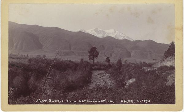 Vintage Aspen Mining Claim Maps and Photographs - Mt. Sopris from Aspen Junction border=