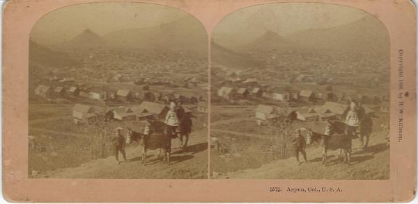 Vintage Aspen Mining Claim Maps and Photographs - Aspen, Colorado - Vintage Stereoview - 3 1/2 x 7 inches