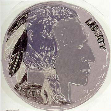 Andy Warhol - Indian Head Nickel - Screenprint - 36 x 36 inches