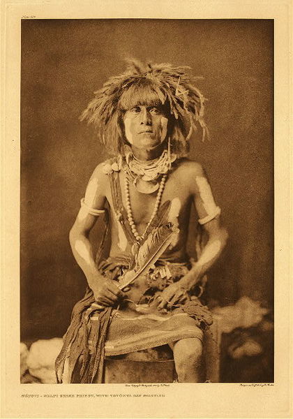 Edward S. Curtis - Plate 408 Honovi, Walpi Snake Priest - with Totokya Day Painting border=