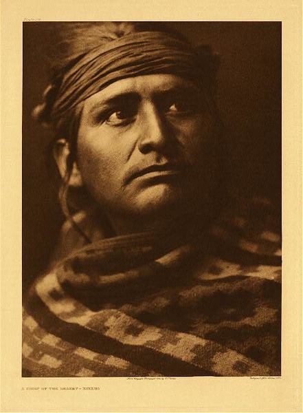 Edward S. Curtis - Plate 026 A Chief of the Desert - Navaho border=