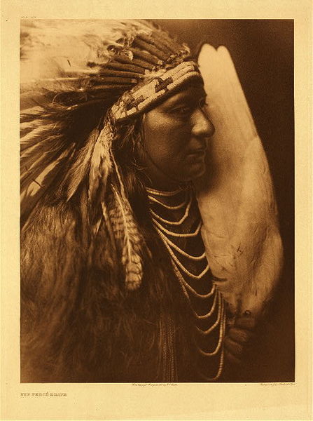 Edward S. Curtis - Plate 263 Nez Perce Brave border=