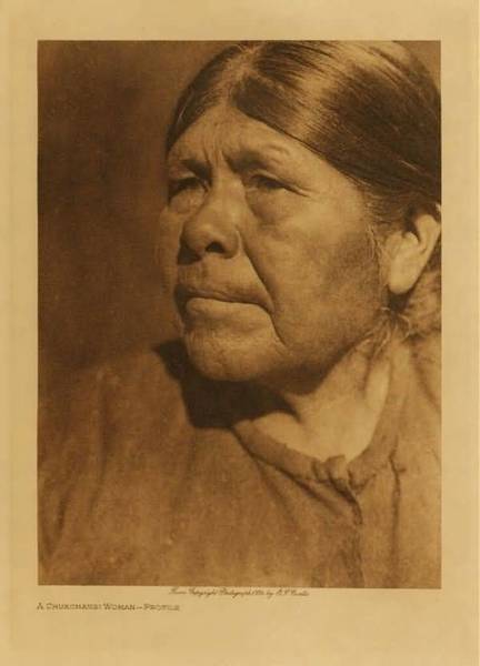 Edward S. Curtis - *50% OFF OPPORTUNITY* A Chukchansi Woman - Profile - Vintage Photogravure - Volume, 12.5 x 9.5 inches - Language: The Yokuts, formerly known as the Mariposan linguistic fmaily, are now classed as a member of the new Penutian family <br>Population: The total Yokuts Population as reporated by the cencus of 1910 was 533 - Edward Curtis