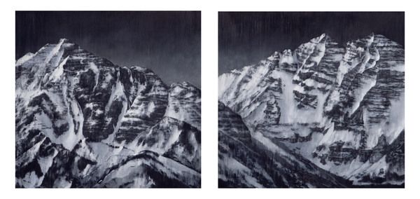 Jared Hankins - Maroon Bells - Oil on Board - Diptych: 30 x 30 inches each