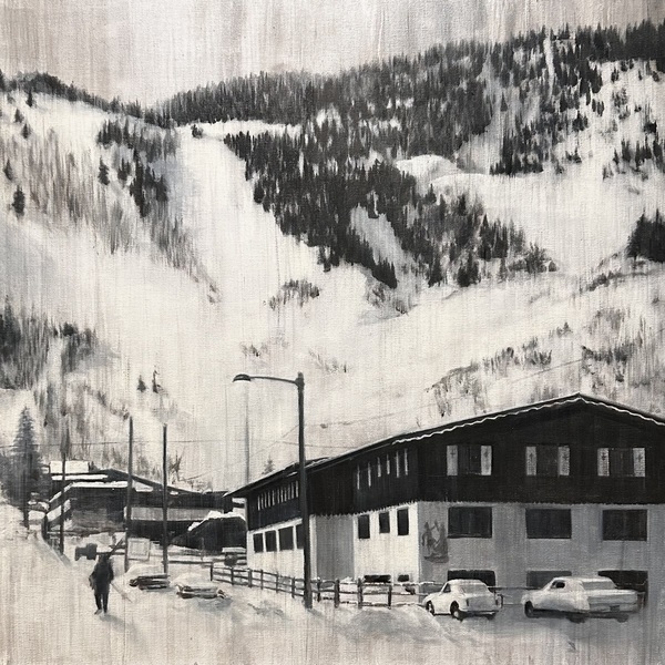 Jared Hankins - Mountain Chalet c. 1970 - Oil on Canvas - 24 x 24 inches