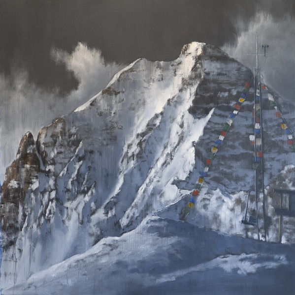 Jared Hankins - Pyramid Peak from Highlands Bowl - Oil on Board - 24 x 24 inches