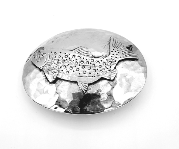 Hayes Silver and Goldsmithing - Belt Buckle: Trout - Sterling Silver - 1-1/4 inches