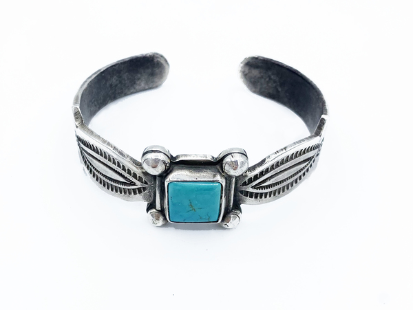 Old Pawn Jewelry - Ingot Silver & Square Turquoise Naja border=