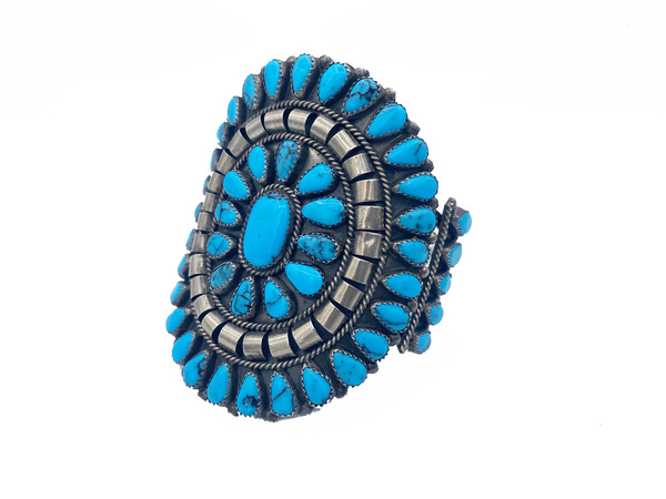 Old Pawn Jewelry - Turquoise Blossom Cuff border=