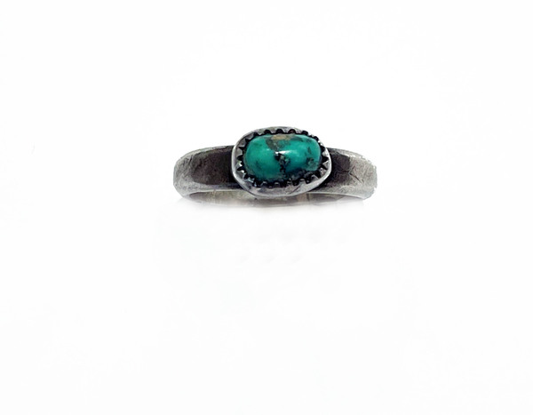 Old Pawn Jewelry - *50% OFF OPPORTUNITY* Simple Navajo Turquoise Ring - Sterling Silver - 6 1/2