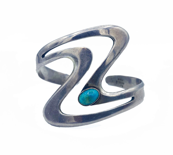 Old Pawn Jewelry - Zig-Zag Bracelet w/ Turquoise border=