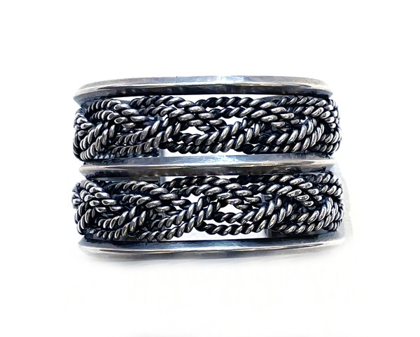 Old Pawn Jewelry - Bracelet: Two Row Braided Sterling Silver border=
