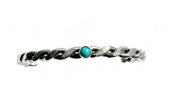 Old Pawn Jewelry - Bracelet: Twisted Wire Turquoise Stackable border=
