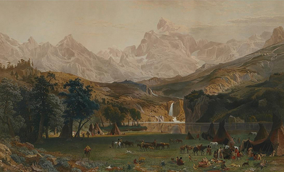  Title: The Rocky Mountains, Lander's Peak , Date: 1868 , Size: 16 3/4 x 28 1/4 inches , Medium: Hand-colored steel engraving