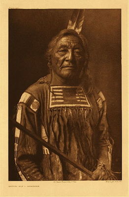  Title:   Plate 146 Sitting Elk - Apsaroke , Date: 1908 , Size: Portfolio: 22 x 18 inches , Medium: Vintage Photogravure
