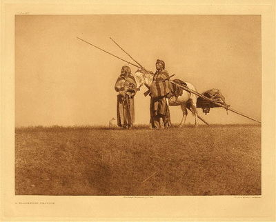  Title:   Plate 637 A Blackfoot Travois , Date: 1926 , Size: Portfolio, 18 x 22 inches , Medium: Vintage Photogravure