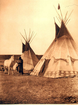 Edward S. Curtis -   Plate 642 Blackfoot Tipis - Vintage Photogravure - Portfolio, 22 x 18 inches