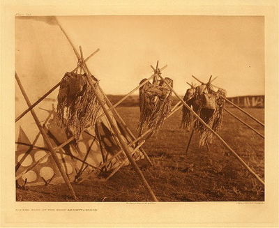 Edward S. Curtis -   Plate 646 Sacred Bags of the Horn Society - Vintage Photogravure - Portfolio, 18 x 22 inches