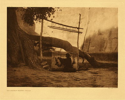 Edward S. Curtis -   Plate 034 Navaho Weaver - Vintage Photogravure - Portfolio, 18 x 22 inches