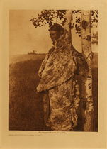 Edward S. Curtis -   Cree Woman With Fur Robe - Vintage Photogravure - Volume, 12.5 x 9.5 inches