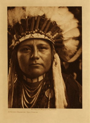 Edward S. Curtis -   A Young Warrior - Nez Perce - Vintage Photogravure - Volume, 12.5 x 9.5 inches