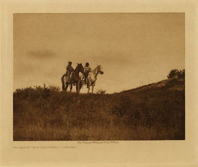  Title:   Big Road's Twin Daughters – Ogalala , Date: 1907 , Size: Volume, 9.5 x 12.5 inches , Medium: Vintage Photogravure