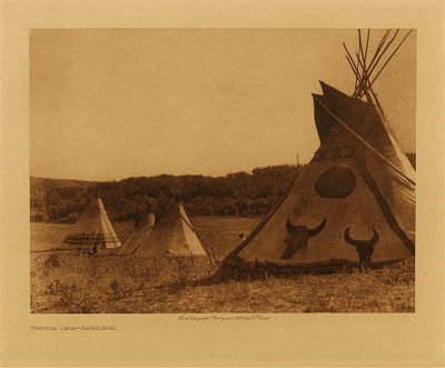  Title:   Painted Tipis – Assiniboin , Date: 1926 , Size: Volume, 9.5 x 12.5 inches , Medium: Vintage Photogravure