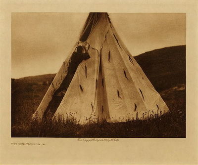  Title:   Tipi Construction (B) , Date: 1907 , Size: Volume, 9.5 x 12.5 inches , Medium: Vintage Photogravure