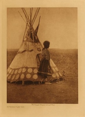 Edward S. Curtis - A Piegan Play Tipi - Vintage Photogravure - Volume, 12.5 x 9.5 inches