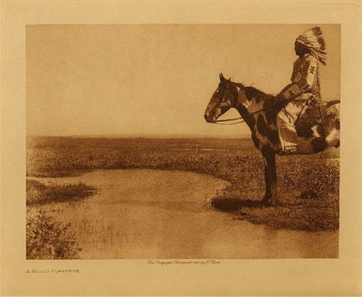 Edward S. Curtis - A Blood Horseman - Vintage Photogravure - Volume, 9.5 x 12.5 inches
