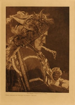 Edward S. Curtis -   Head-Dress of Matoki Society - Blood - Vintage Photogravure - Volume, 12.5 x 9.5 inches
