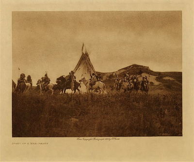 Edward S. Curtis -   Start of a War-Party - Vintage Photogravure - Volume, 9.5 x 12.5 inches