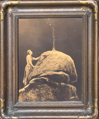 Edward S. Curtis - Signal Fire to the Mountain Gods - Vintage Goldtone - 11 x 14 inches - Original Vintage Frame