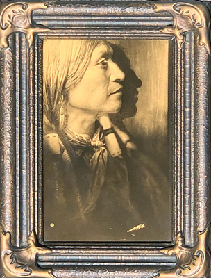 Edward S. Curtis - Vash Gon - Jicarilla - Orotone on glass (goldtone) - 10 x 8 inches